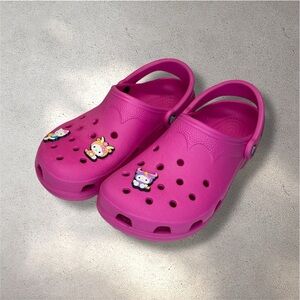 Pink Crocs Classic Clogs w/ Hello Kitty Jibbitz Charms Cute Comfort